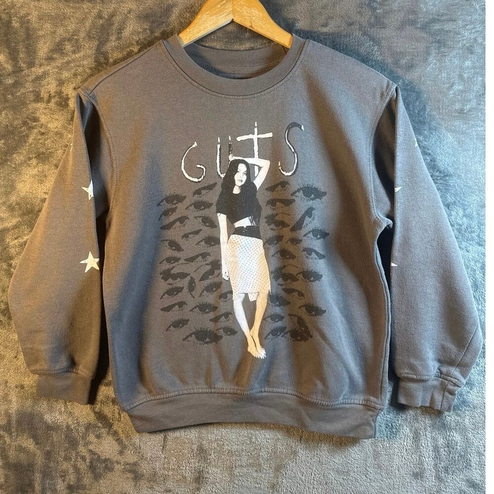 Band x Olivia Rodrigo "Tragic" GUTS Pullover Crewneck Sweatshirt Girls XL Gray